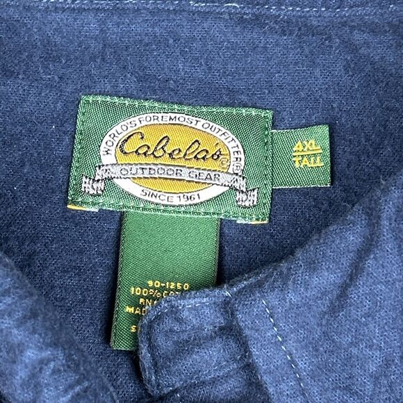 Cabelas Flannel Shirt Men's 4XLT Blue Long Sleeve Button Up Chamois Outdoor - Picture 5 of 6